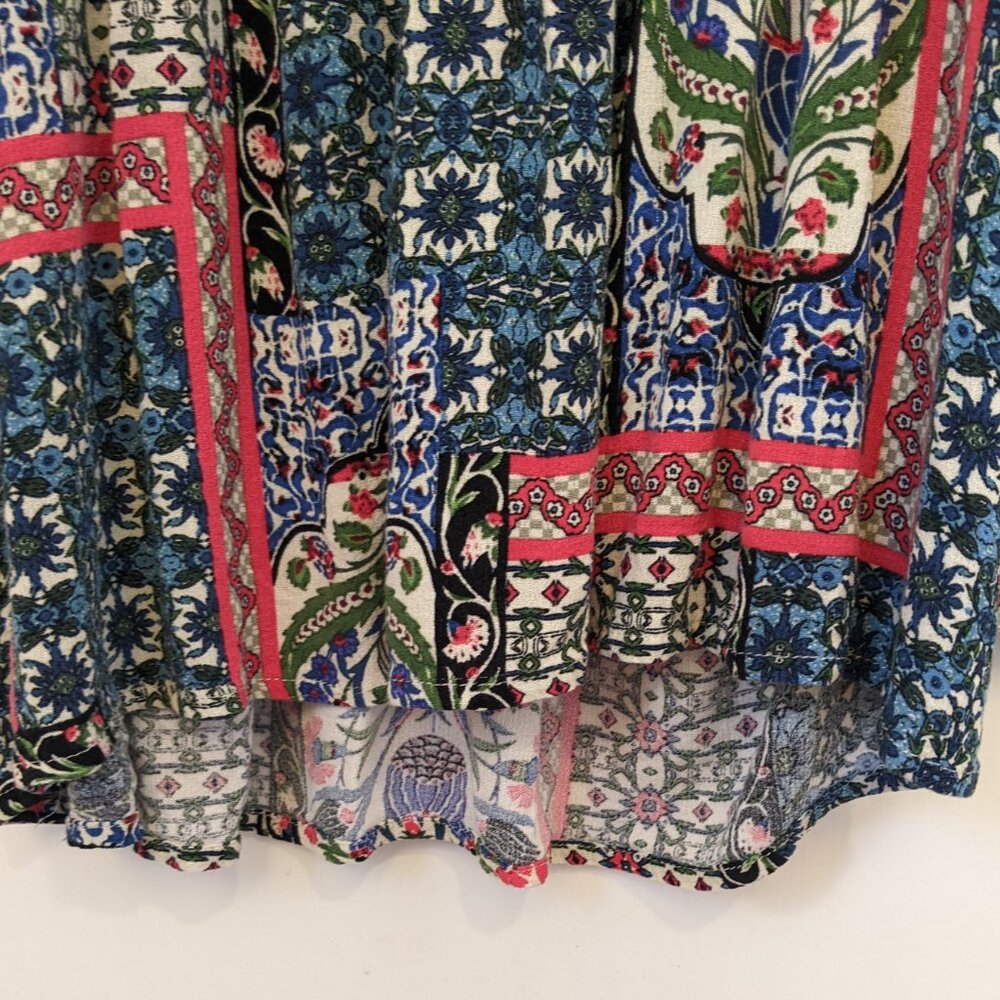 Jones & Co Womens 1X Top LS Colorful Geometric Print Hippy Y2K Festival Flowy - Picture 6 of 10